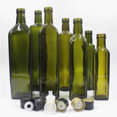 Dark Green Olive Oil Glass Bottle