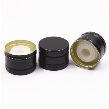 Stocked 31.5x24mm Black Green Gold Color Plastic Insert Popup Aluminium Cap For Olive Oil Glass Bottle