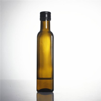 Stocked 375ml Antique Green Olive Oil Glass Marasca Bottle