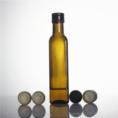 Stocked 375ml Antique Green Olive Oil Glass Marasca Bottle